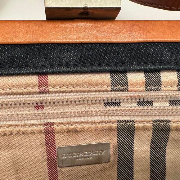 Vintage Burberry frame bag leather, denim and the check cloth. - Picture 7 of 8